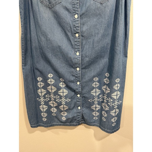 Bit & Bridle Dress Size Large Blue Button Down Pockets Sleeveless Cotton - Picture 3 of 6